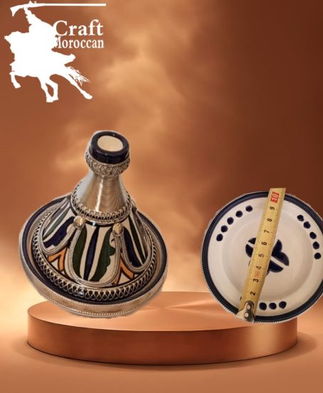 طاجين 10.5 من الفخار مزخرف بالمعدن