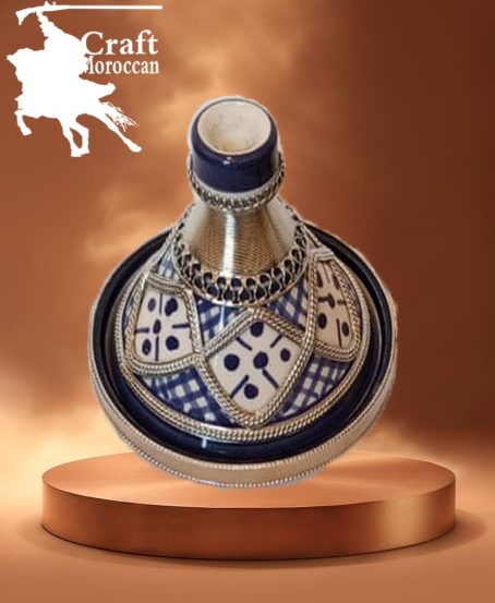 طاجين 9 من الفخار مزخرف بالمعدن - Image 5